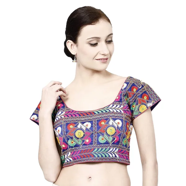 Blue_Premium_Cotton_Saree_Blouse_For_Women_&_Girls
