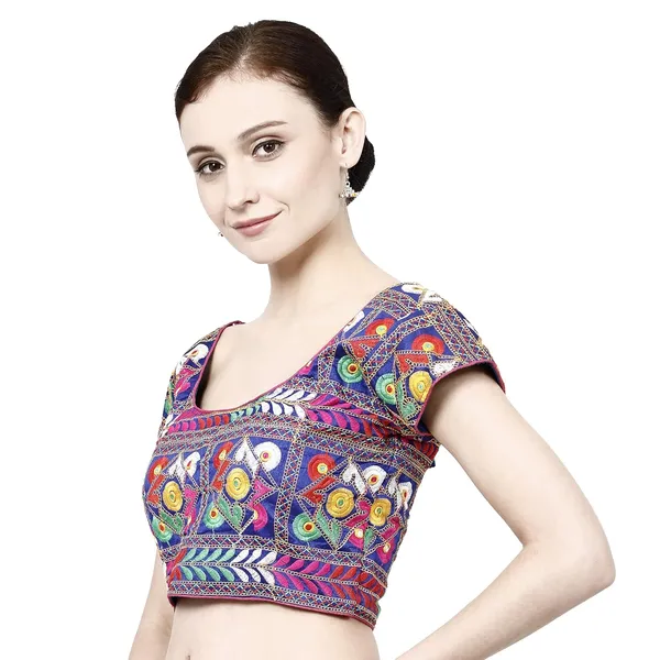Blue_Premium_Cotton_Saree_Blouse_For_Women_&_Girls