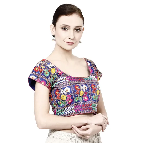 Blue_Premium_Cotton_Saree_Blouse_For_Women_&_Girls