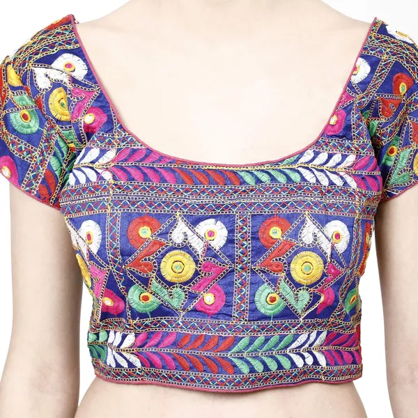 Blue_Premium_Cotton_Saree_Blouse_For_Women_&_Girls