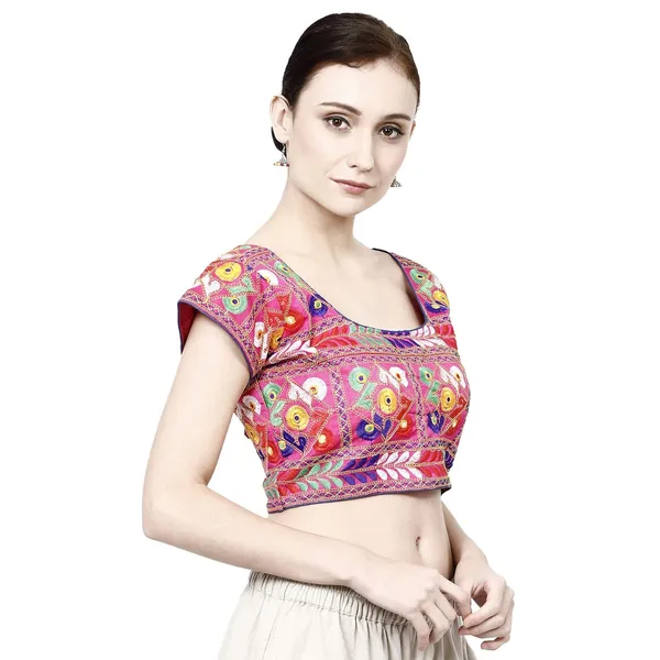 Pink_Premium_Cotton_Saree_Blouse_For_Women_&_Girls