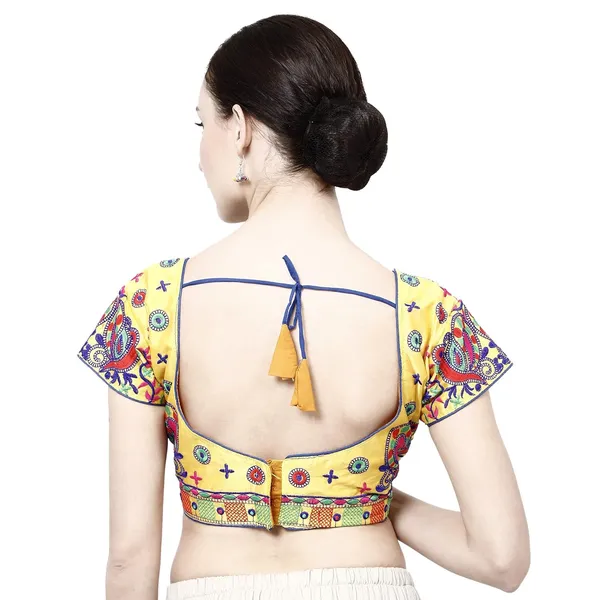 Yellow_Premium_Cotton_Saree_Blouse_For_Women_&_Girls