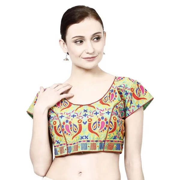 Green_Premium_Cotton_Saree_Blouse_For_Women_&_Girls