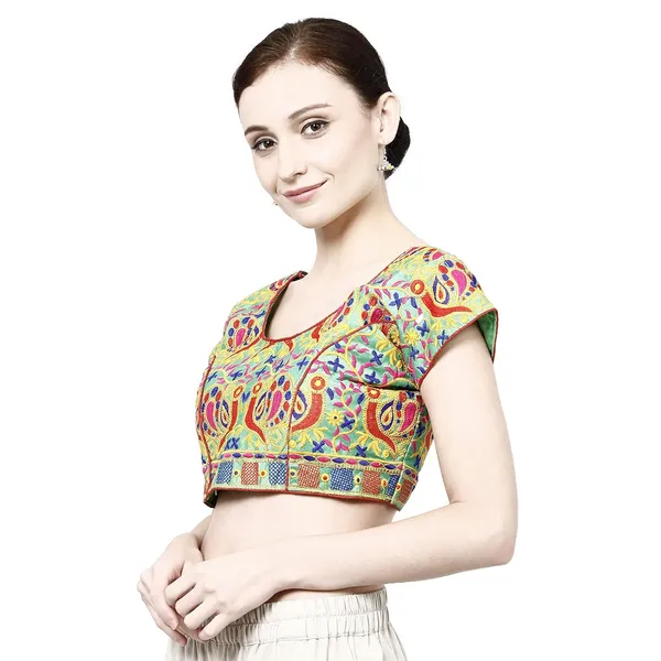 Green_Premium_Cotton_Saree_Blouse_For_Women_&_Girls