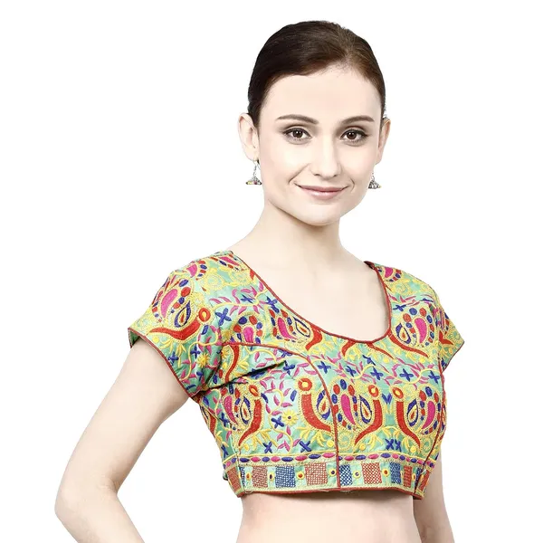 Green_Premium_Cotton_Saree_Blouse_For_Women_&_Girls