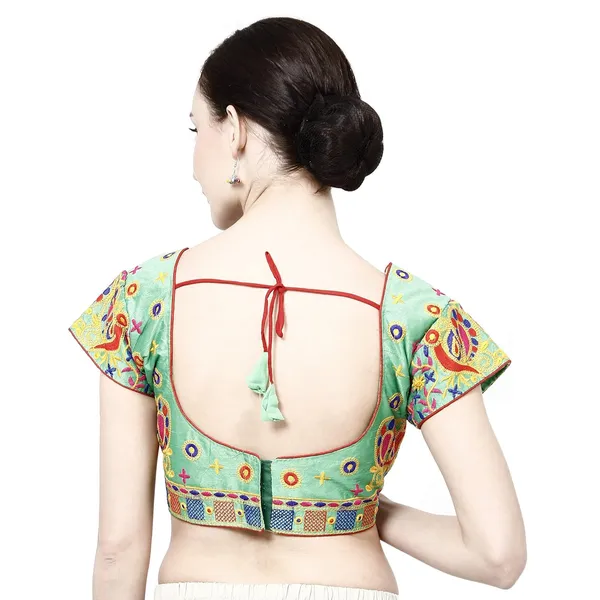 Green_Premium_Cotton_Saree_Blouse_For_Women_&_Girls