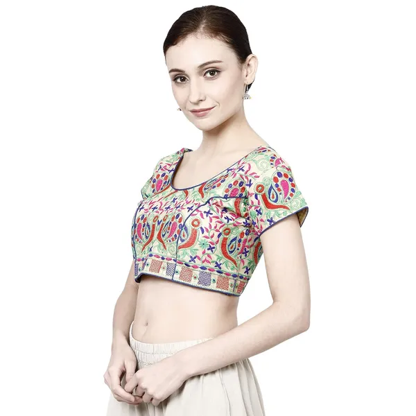Multicolor_Premium_Cotton_Saree_Blouse_For_Women_&_Girls