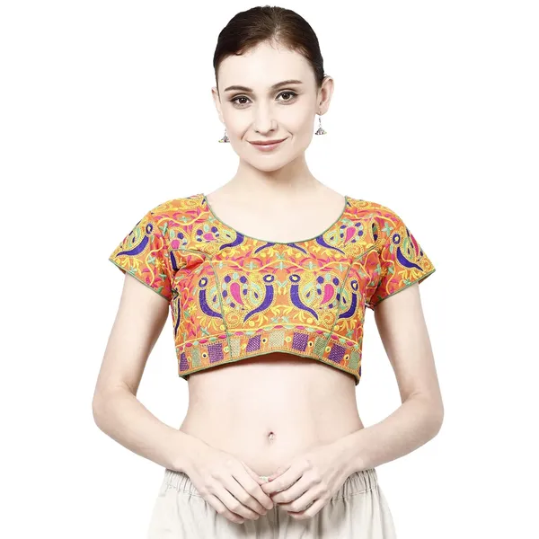 Orange_Premium_Cotton_Saree_Blouse_For_Women_&_Girls