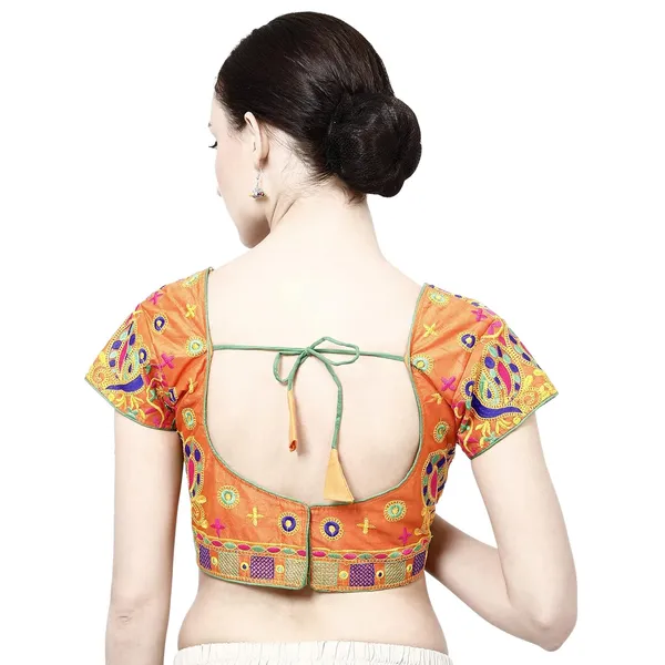Orange_Premium_Cotton_Saree_Blouse_For_Women_&_Girls