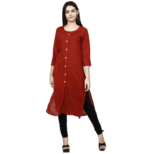 Red_Premium_Rayon_Straight_Kurta_For_Women