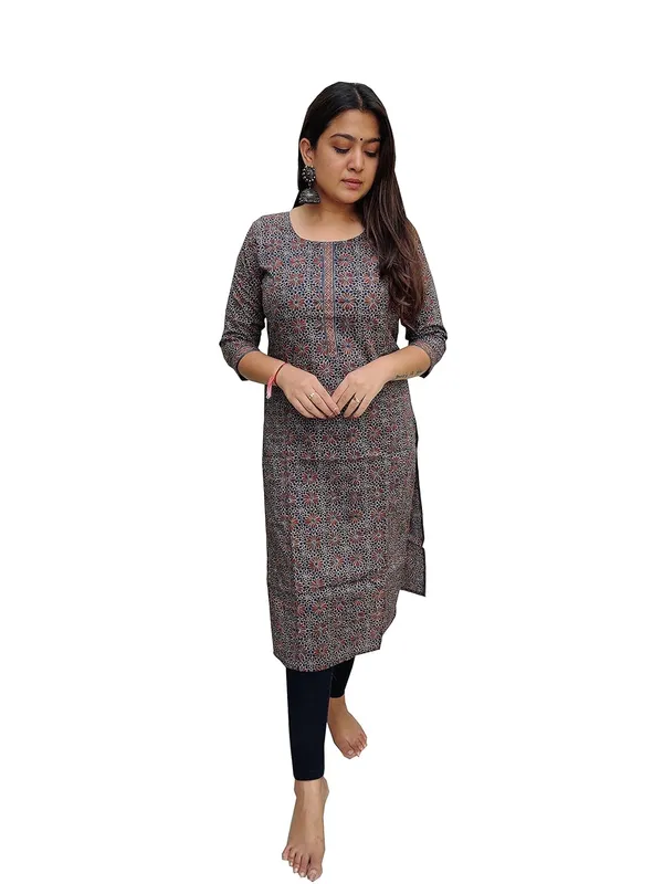 Blue_Premium_Cotton_Straight_Kurti_For_Women