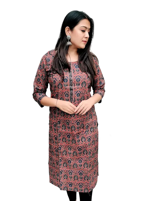 Maroon_Premium_Cotton_Straight_Kurti_For_Women