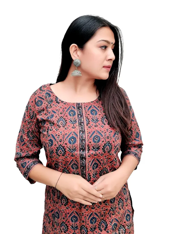 Maroon_Premium_Cotton_Straight_Kurti_For_Women
