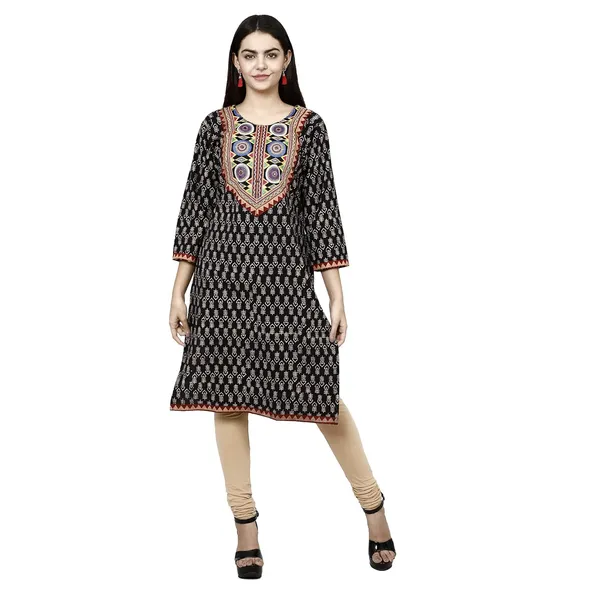 Black_Premium_Cotton_Straight_Kurta_For_Women