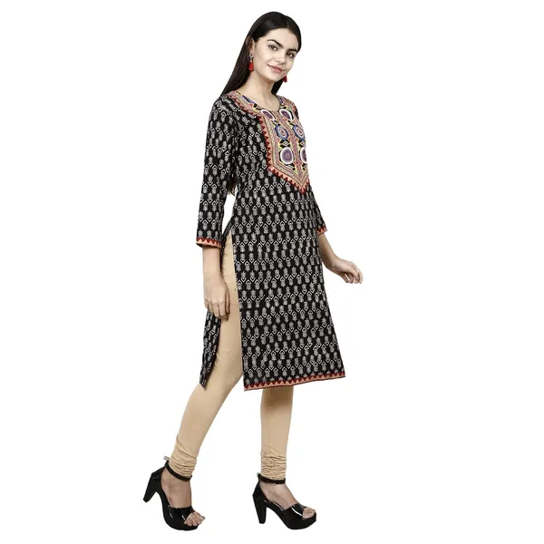 Black_Premium_Cotton_Straight_Kurta_For_Women