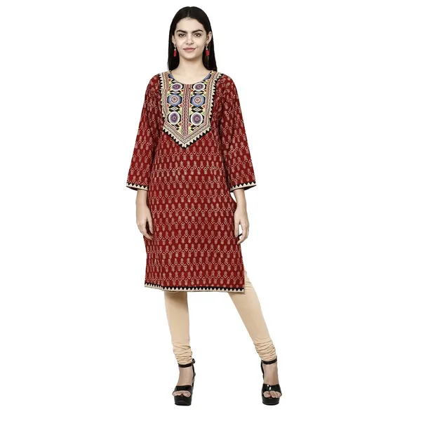 Red_Premium_Cotton_Straight_Kurta_For_Women