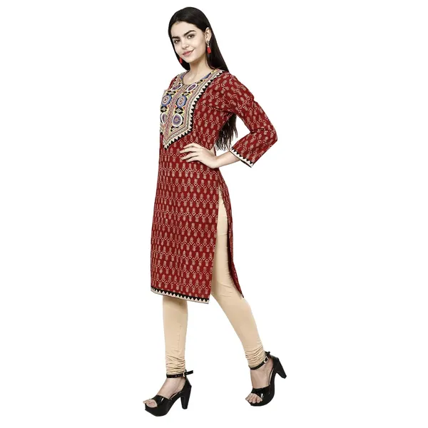 Red_Premium_Cotton_Straight_Kurta_For_Women