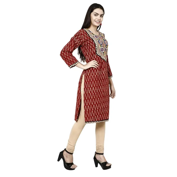 Red_Premium_Cotton_Straight_Kurta_For_Women