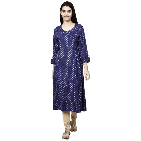 Blue_Premium_Rayon_Princess_Cut_Kurta_For_Women