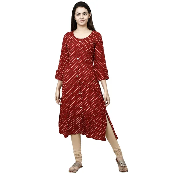 Maroon_Premium_Rayon_Princess_Cut_Kurta_For_Women