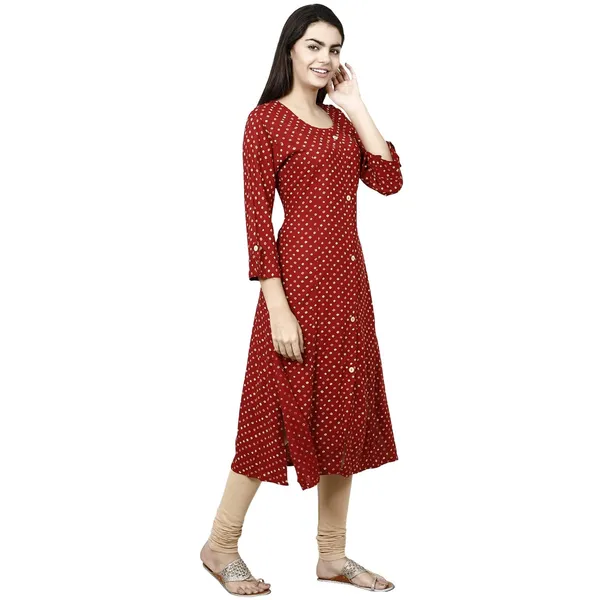 Maroon_Premium_Rayon_Princess_Cut_Kurta_For_Women