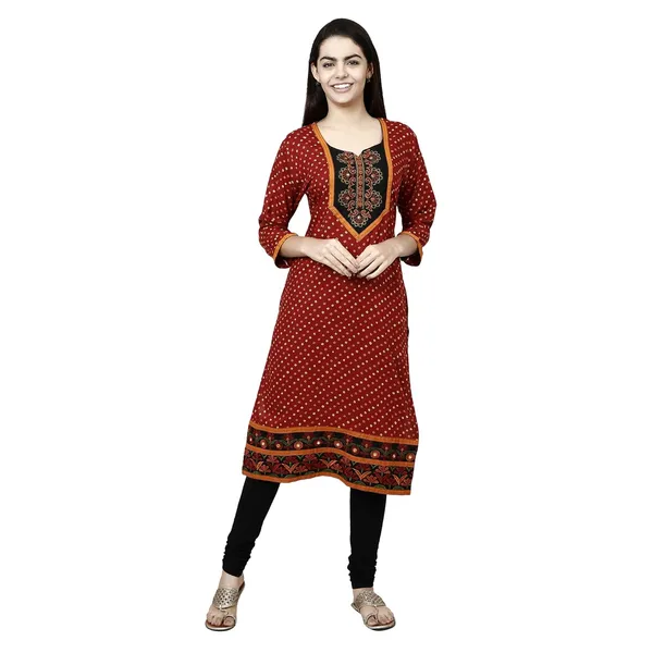 Red_Premium_Rayon_Straight_Kurta_For_Women