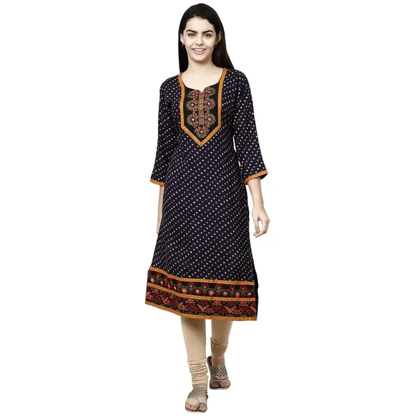 Blue_Premium_Rayon_Straight_Kurta_For_Women