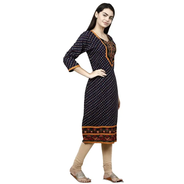Blue_Premium_Rayon_Straight_Kurta_For_Women