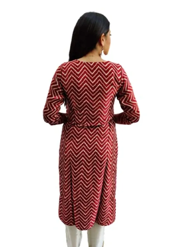Maroon_Premium_Mashru_Leriya_Straight_Long_Kurti_For_Women