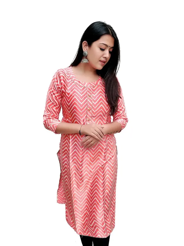 Peach_Premium_Mashru_Leriya_Straight_Long_Kurti_For_Women