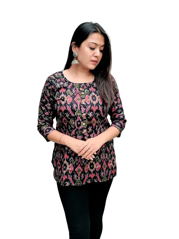 Black_Premium_Cotton_Straight_Short_Kurti_For_Women