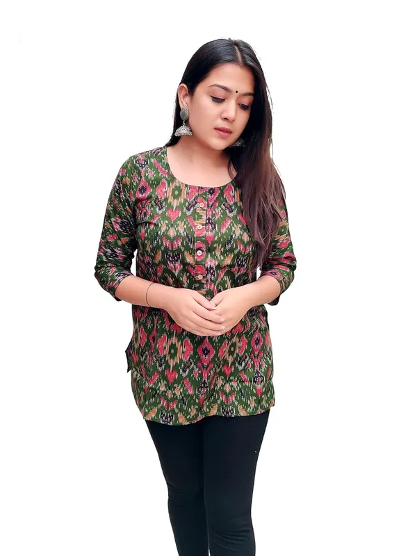 Green_Premium_Cotton_Straight_Short_Kurti_For_Women