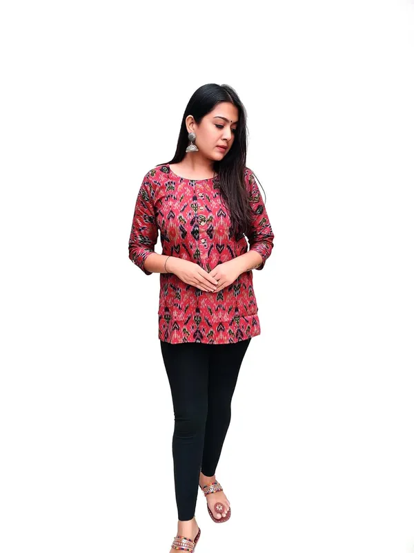 Maroon_Premium_Cotton_Straight_Short_Kurti_For_Women