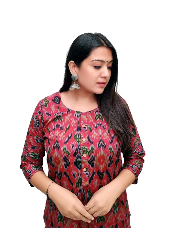 Maroon_Premium_Cotton_Straight_Short_Kurti_For_Women