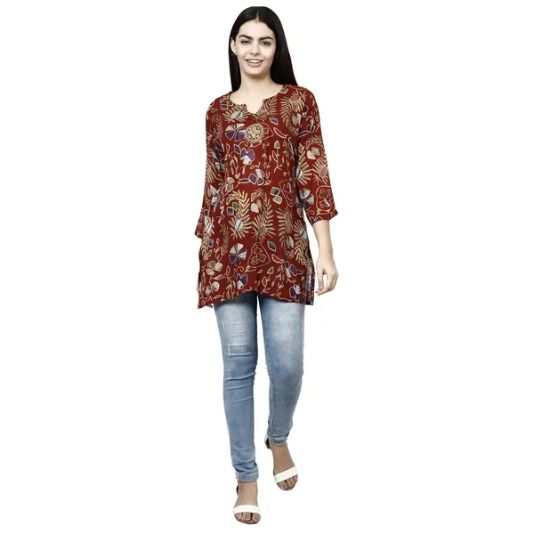 Orange_Premium_Rayon_Straight_Kurta_For_Women