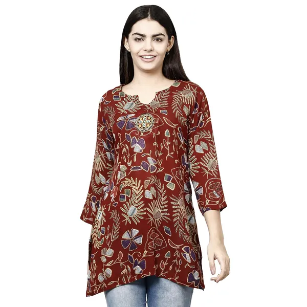 Orange_Premium_Rayon_Straight_Kurta_For_Women
