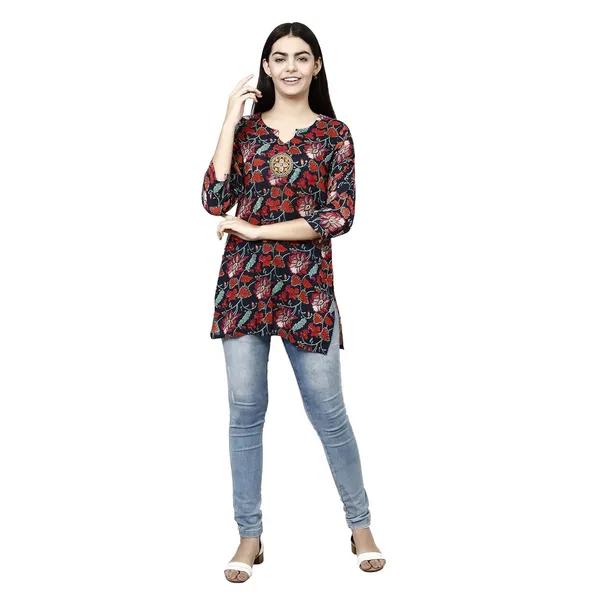 Red_&_Blue_Premium_Rayon_Straight_Kurta_For_Women