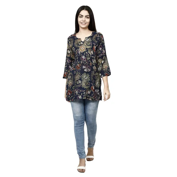 Dark_Blue_Premium_Rayon_Straight_Kurta_For_Women