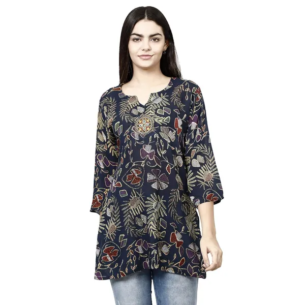 Dark_Blue_Premium_Rayon_Straight_Kurta_For_Women
