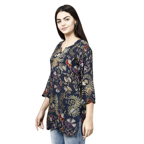 Dark_Blue_Premium_Rayon_Straight_Kurta_For_Women