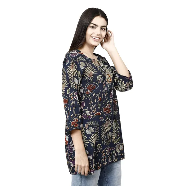 Dark_Blue_Premium_Rayon_Straight_Kurta_For_Women