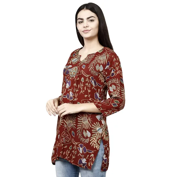 Maroon_Premium_Rayon_Straight_Kurta_For_Women