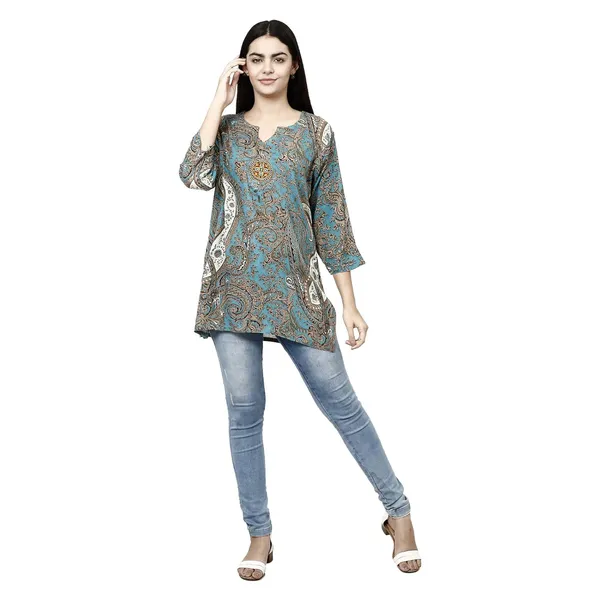 Sky_Blue_Premium_Rayon_Straight_Kurta_For_Women