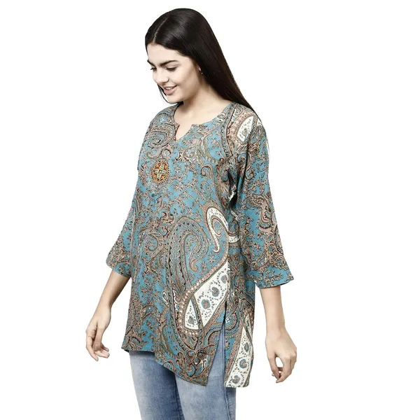 Sky_Blue_Premium_Rayon_Straight_Kurta_For_Women