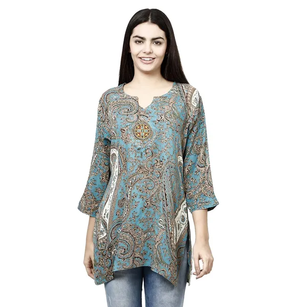 Sky_Blue_Premium_Rayon_Straight_Kurta_For_Women