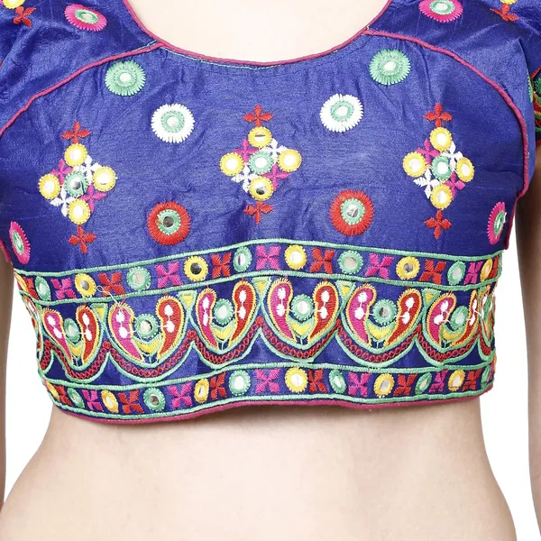 Navy_Blue_Premium_Cotton_Back_Button_Saree_Blouse_For_Women_&_Girls