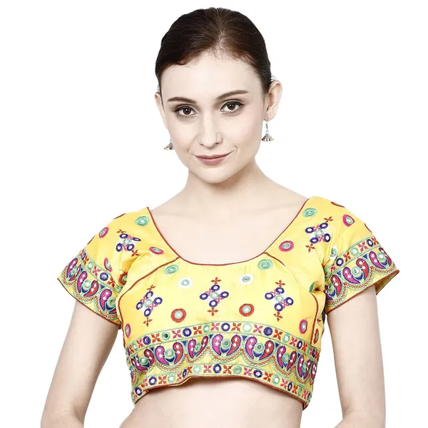 Yellow_Premium_Saree_Blouse_For_Women_&_Girls