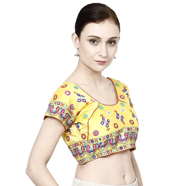 Yellow_Premium_Saree_Blouse_For_Women_&_Girls