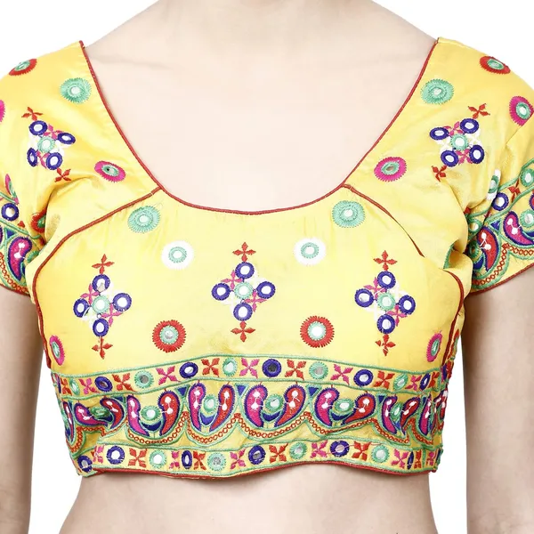 Yellow_Premium_Saree_Blouse_For_Women_&_Girls