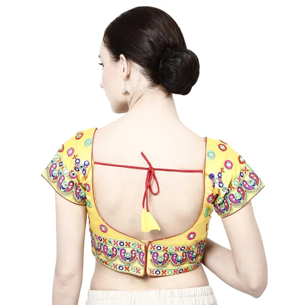 Yellow_Premium_Saree_Blouse_For_Women_&_Girls